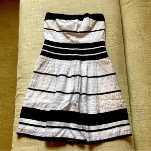 The Limited Black and White Striped Strapless Dress